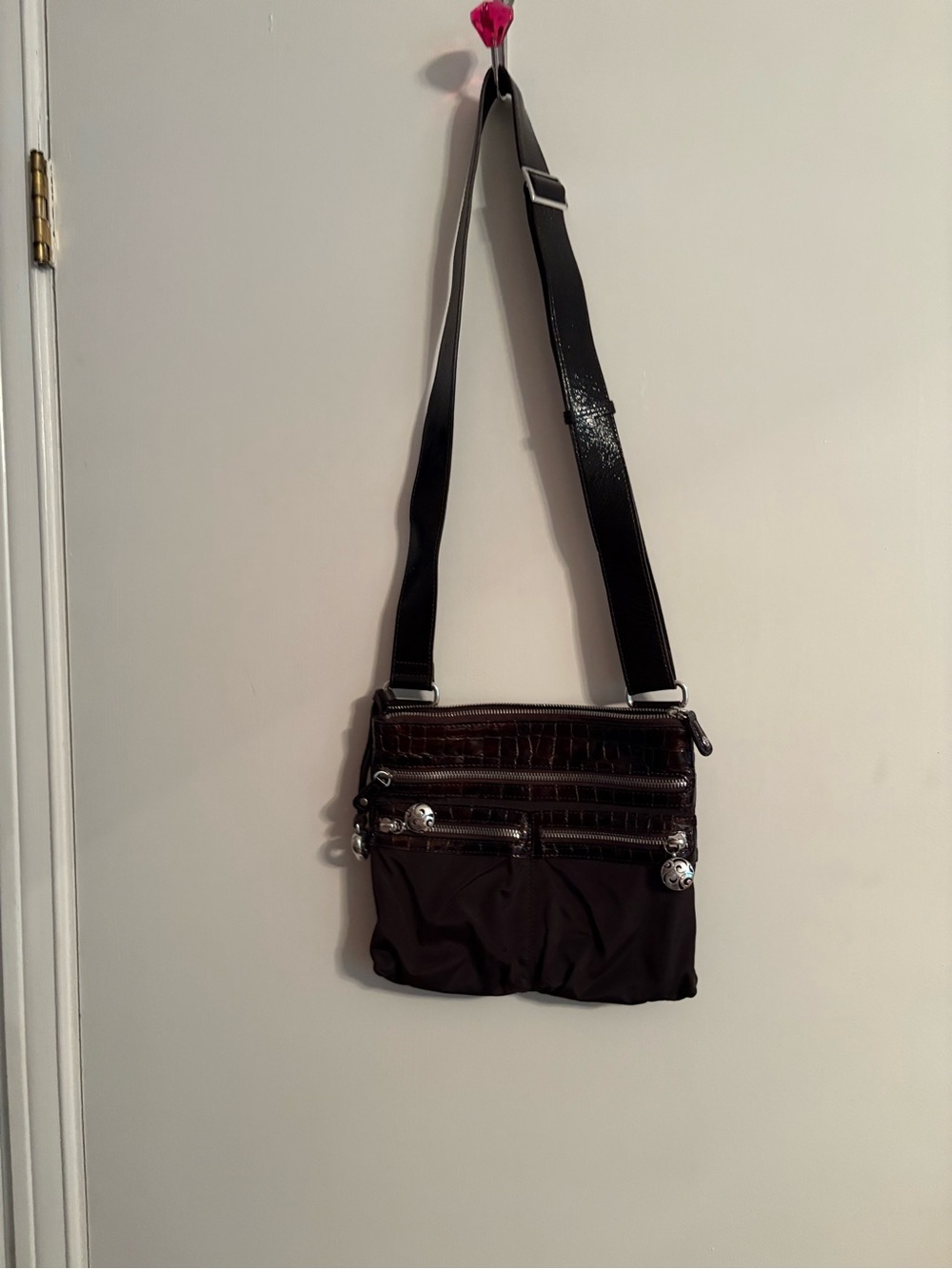 Brighton Dark Brown Crossbody Bag with Black Adjustable Strap